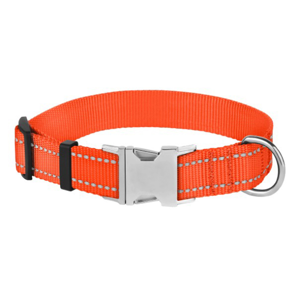 Barksi Active Нашийник для собак зі світловідбиттям і металевою пряжкою кораловий, розмір XS - 1