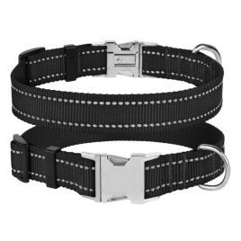 Barksi Active Нашийник для собак зі світловідбиттям і металевою пряжкою чорний, розмір XS