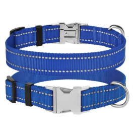 Barksi Active Нашийник для собак зі світловідбиттям і металевою пряжкою синій, розмір XS