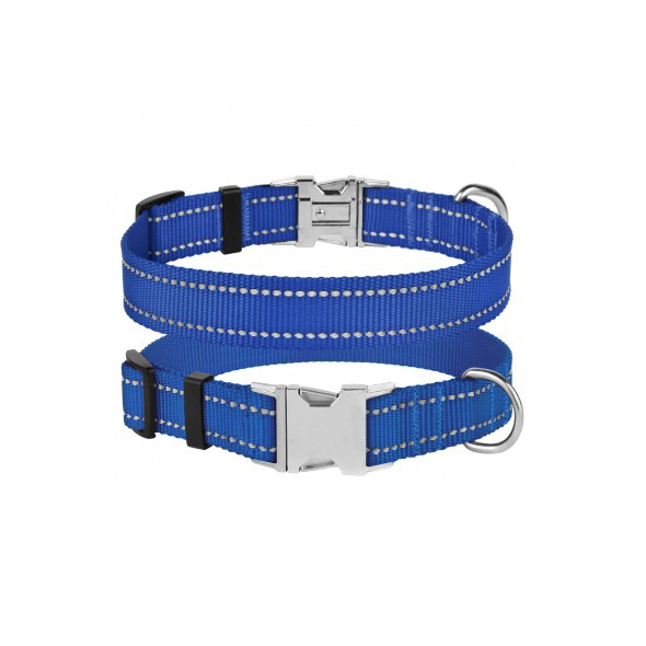 Barksi Active Нашийник для собак зі світловідбиттям і металевою пряжкою синій, розмір XS