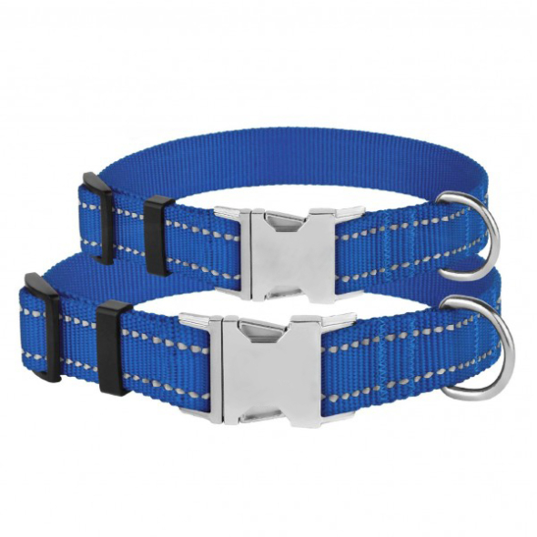 Barksi Active Нашийник для собак зі світловідбиттям і металевою пряжкою синій, розмір XS - 1