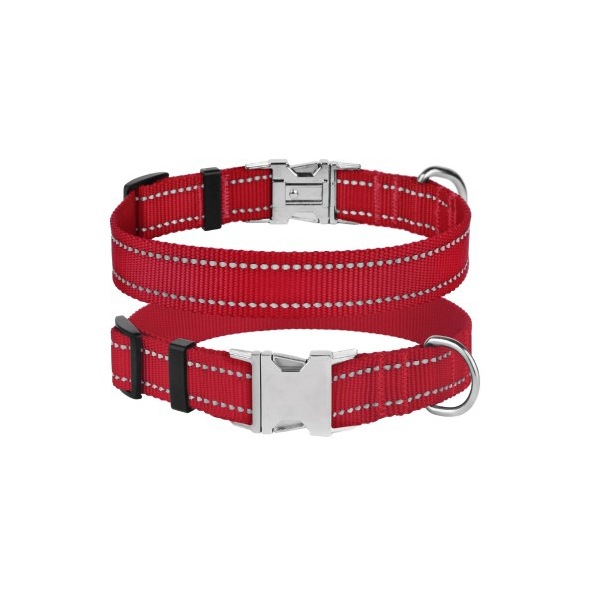 Barksi Active Нашийник для собак зі світловідбиттям і металевою пряжкою червоний, розмір S