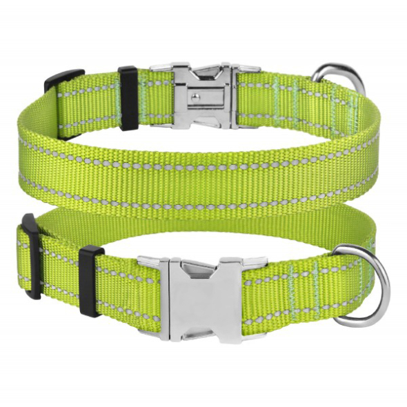 Barksi Active Нашийник для собак зі світловідбиттям і металевою пряжкою салатовий, розмір XS
