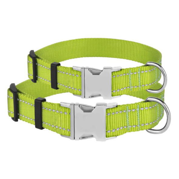 Barksi Active Нашийник для собак зі світловідбиттям і металевою пряжкою салатовий, розмір XS - 1