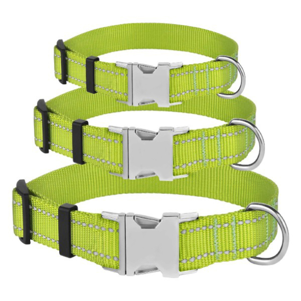 Barksi Active Нашийник для собак зі світловідбиттям і металевою пряжкою салатовий, розмір XS - 2
