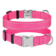 Barksi Active Нашийник для собак зі світловідбиттям і металевою пряжкою рожевий, розмір XS