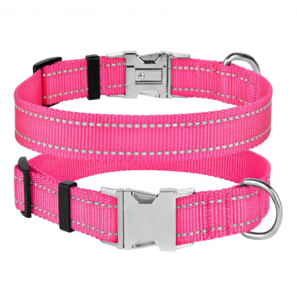Barksi Active Нашийник для собак зі світловідбиттям і металевою пряжкою рожевий, розмір XS
