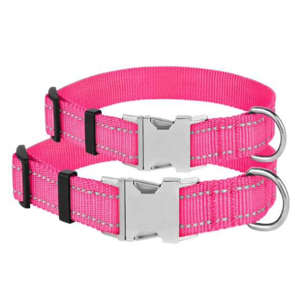 Barksi Active Нашийник для собак зі світловідбиттям і металевою пряжкою рожевий, розмір XS - 1