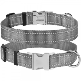 Barksi Active Нашийник для собак зі світловідбиттям і металевою пряжкою сірий, розмір S