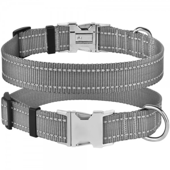 Barksi Active Нашийник для собак зі світловідбиттям і металевою пряжкою сірий, розмір S