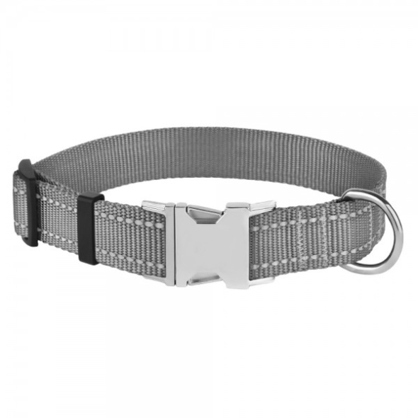 Barksi Active Нашийник для собак зі світловідбиттям і металевою пряжкою сірий, розмір S - 1