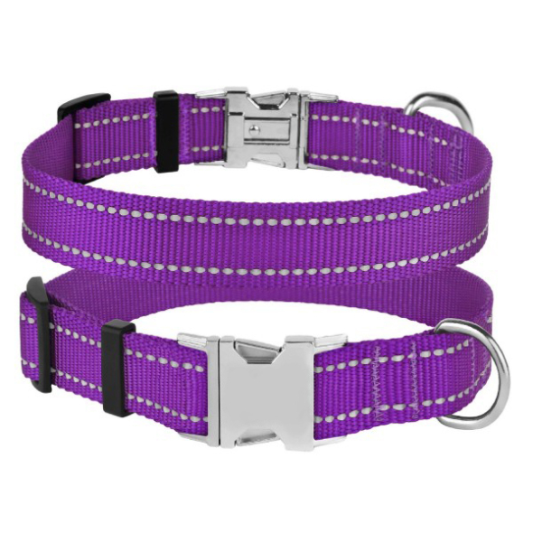 Barksi Active Нашийник для собак зі світловідбиттям і металевою пряжкою фіолетовий, розмір S