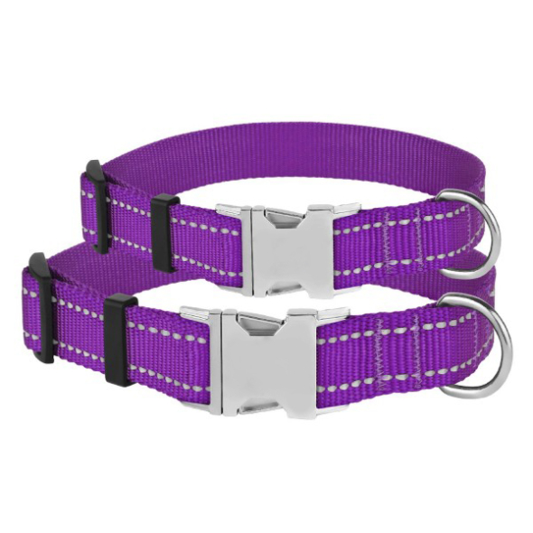 Barksi Active Нашийник для собак зі світловідбиттям і металевою пряжкою фіолетовий, розмір S - 1