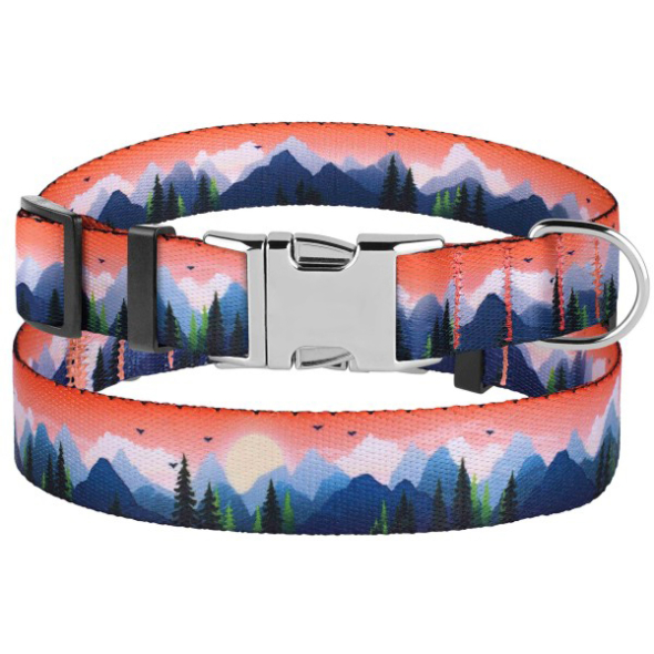 Barksi Urban Travel Нашийник для собак нейлоновий з металевою пряжкою Гори, розмір M