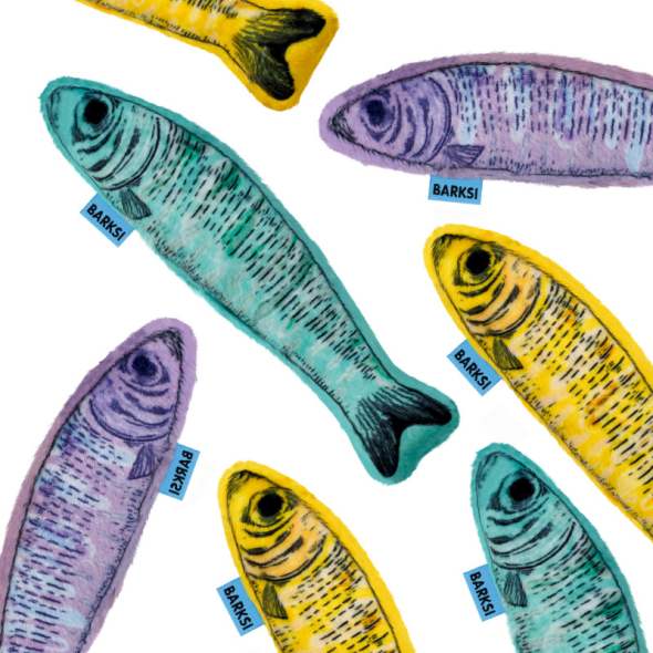 Barksi Іграшка для котів рибки-шпроти з котячою м'ятою та дзвіночком, 3 шт, 16,5 см - 5