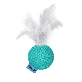 Barksi Іграшка для котів м'яч з дзвіночком та пір'ям ментоловий, 5 см