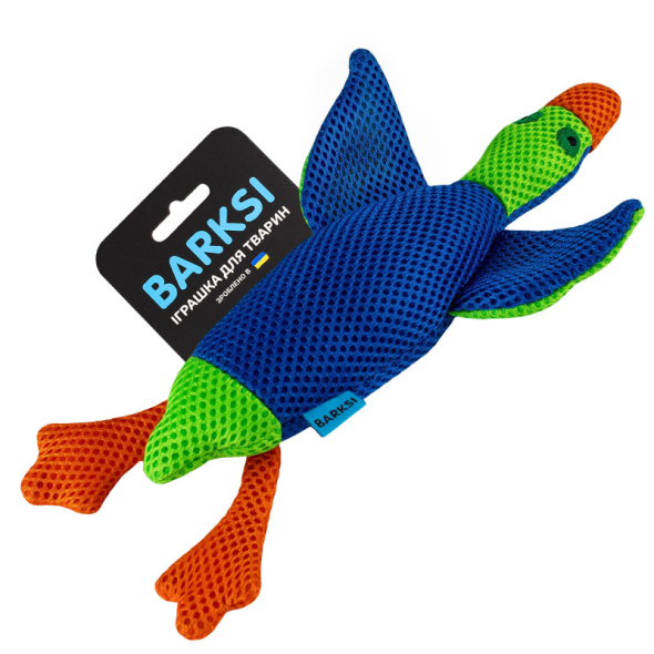 Barksi Іграшка для собак качка з пищалкою синя, 28 х 16 см - 2