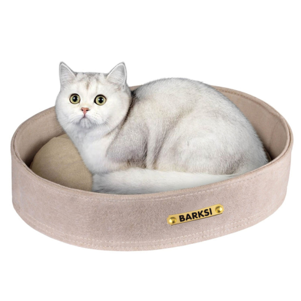 Barksi Лежак для котів і собак овальний бежевий, XS - 1