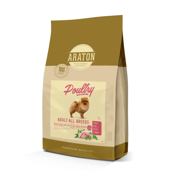 ARATON Poultry Adult All Breeds Cухий корм з м'ясом птиці для дорослих собак всіх порід 3 кг
