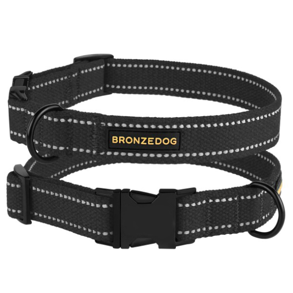 Barksi Нашийник для собак Брезент з металевою пряжкою графіт, розмір S
