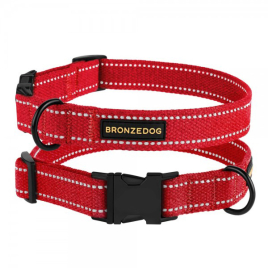 Barksi Нашийник для собак Брезент з металевою пряжкою червоний, розмір S