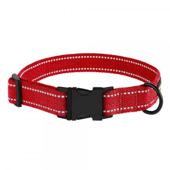 Barksi Нашийник для собак Брезент з металевою пряжкою червоний, розмір S - 1