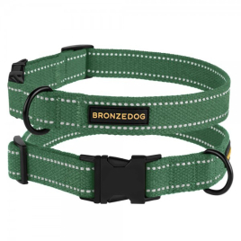 Barksi Нашийник для собак Брезент з металевою пряжкою Армійський, розмір M
