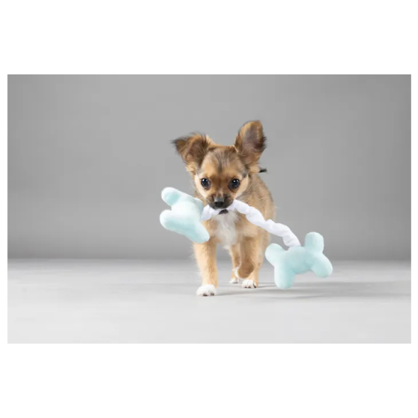 Flamingo Puppy Mini Bones Іграшка для цуценят плюшева кісточки з пищалками на мотузці, 25 см - 2