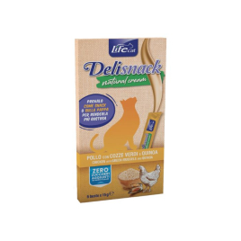 LifeCat Deli Snack Cream Кремові ласощі з куркою, мідіями і кіноа для котів 90 г