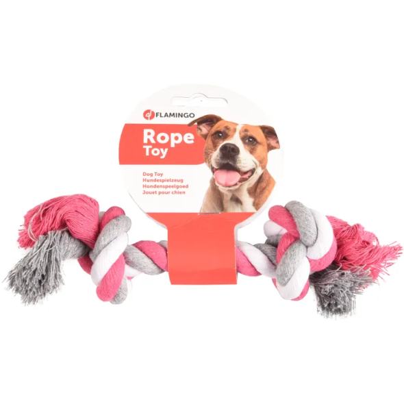 Flamingo Cotton Bone 2Knots Іграшка для собак кістка мотузяна, 22 см - 1