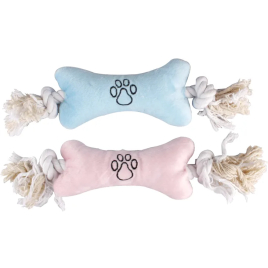Flamingo Puppy Plush Bone М'яка іграшка для цуцунят кісточка з мотузяними ручками, 22 см