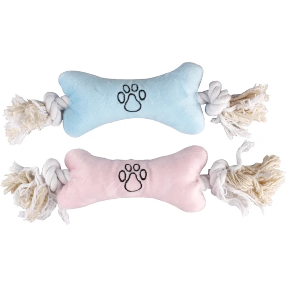 Flamingo Puppy Plush Bone М'яка іграшка для цуцунят кісточка з мотузяними ручками, 22 см