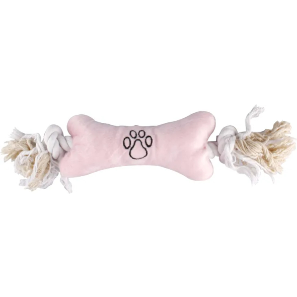 Flamingo Puppy Plush Bone М'яка іграшка для цуцунят кісточка з мотузяними ручками, 22 см - 2