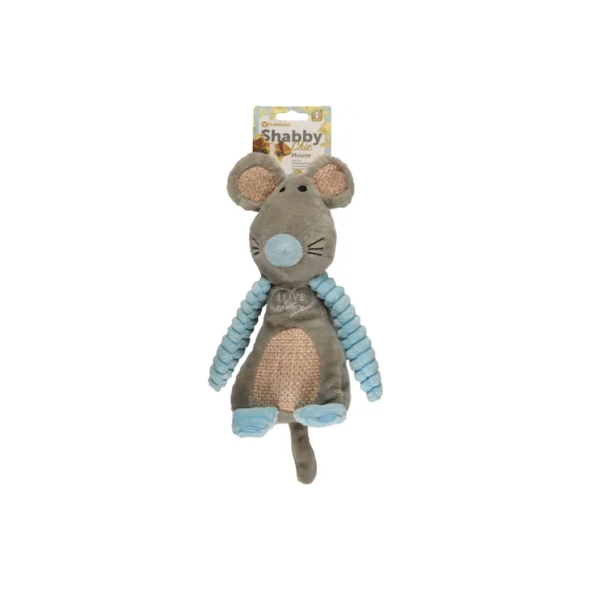 Flamingo Shabby Chic Mouse М'яка іграшка для собак мишка з пищалкою, 25 см - 1