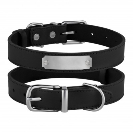 Barksi Classic Нашийник для собак шкіряний з хромованою фурнітурою чорний, розмір S