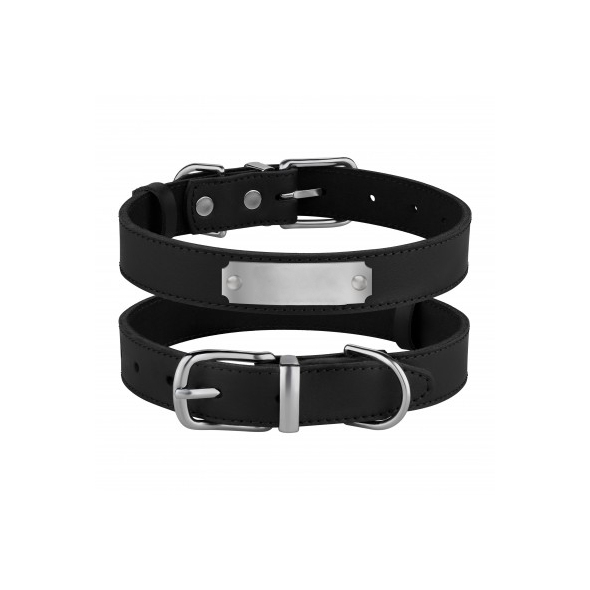 Barksi Classic Нашийник для собак шкіряний з хромованою фурнітурою чорний, розмір L