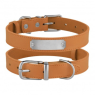 Barksi Classic Нашийник для собак шкіряний з хромованою фурнітурою гірчичний, розмір 2XS