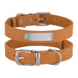 Barksi Classic Нашийник для собак шкіряний з хромованою фурнітурою гірчичний, розмір 2XS
