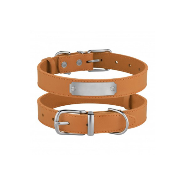 Barksi Classic Нашийник для собак шкіряний з хромованою фурнітурою гірчичний, розмір 2XS