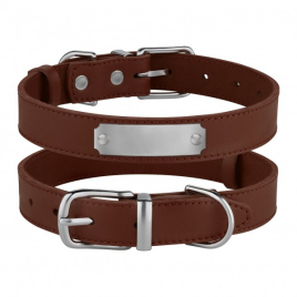 Barksi Classic Нашийник для собак шкіряний з хромованою фурнітурою коричневий, розмір L
