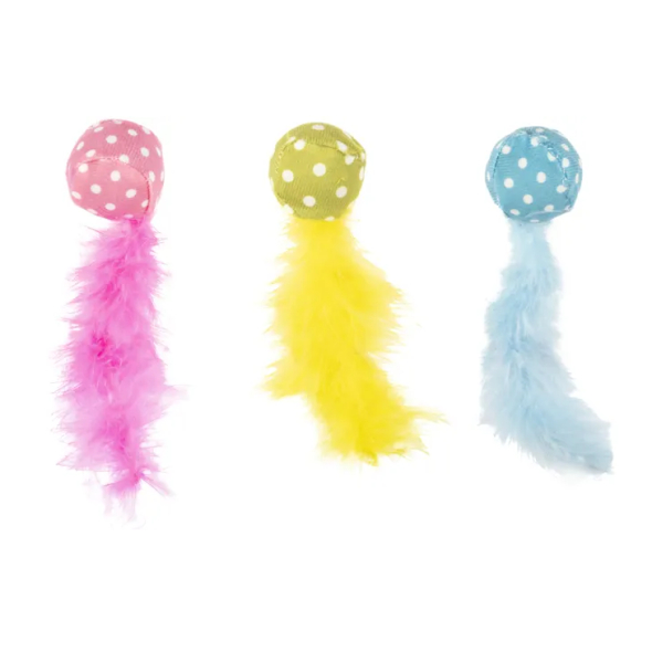 Flamingo Polka Ball Іграшка для котів м'ячик із котячою м’ятою та дзвіночком, м’який, в асортименті