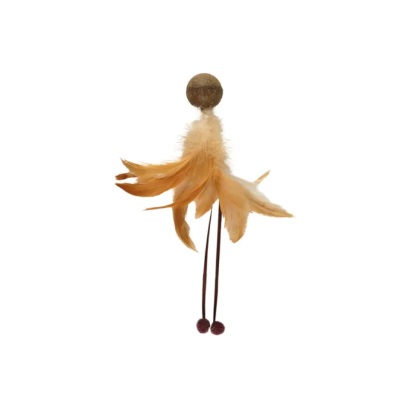 Flamingo Catnip Ball &amp; Feather Іграшка для котів м’ячик із пір’ям та котячою м’ятою, 18 см