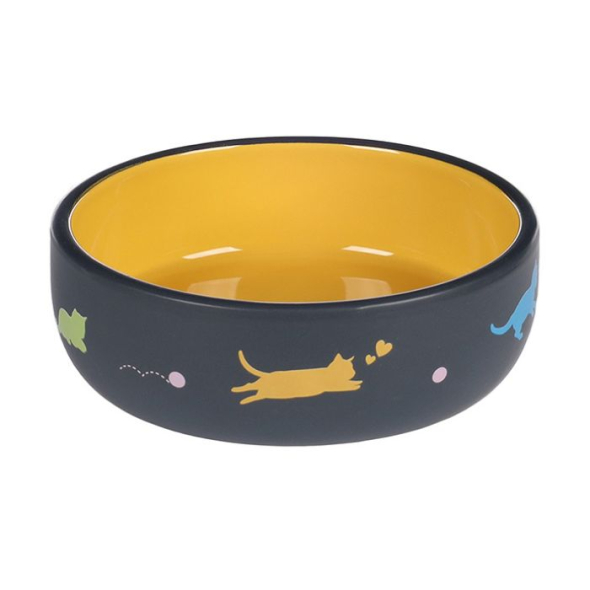 Flamingo Rani Round Керамічна миска для котів жовто-сіра, 380 мл