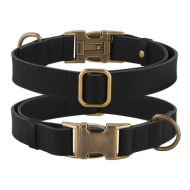 Barksi Antiq Нашийник для собак шкіряний плоский чорний, розмір M