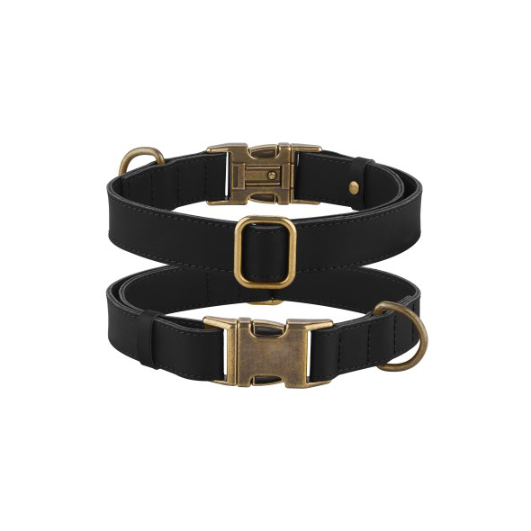 Barksi Antiq Нашийник для собак шкіряний плоский чорний, розмір M
