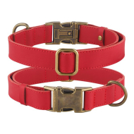 Barksi Antiq Нашийник для собак шкіряний плоский червоний, розмір S