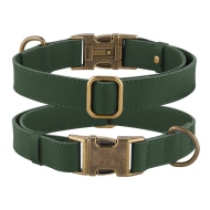 Barksi Antiq Нашийник для собак шкіряний плоский зелений, розмір S