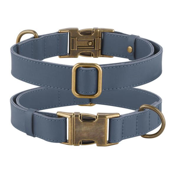 Barksi Antiq Нашийник для собак шкіряний плоский денім, розмір S