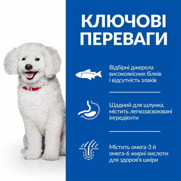 Hill’s Science Plan Adult Hypoallergenic Small&amp;Mini Сухий беззерновий корм для дорослих собак малих і мініатюрних порід із чутливістю до певних компонентів їжі з лососем 1,5кг - 1