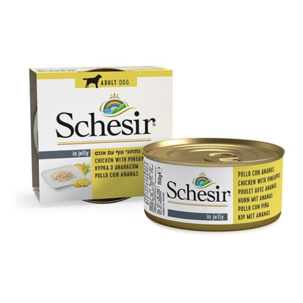 Schesir Chicken with Pineapple Вологий корм для собак курка з ананасом в желе, 150 г